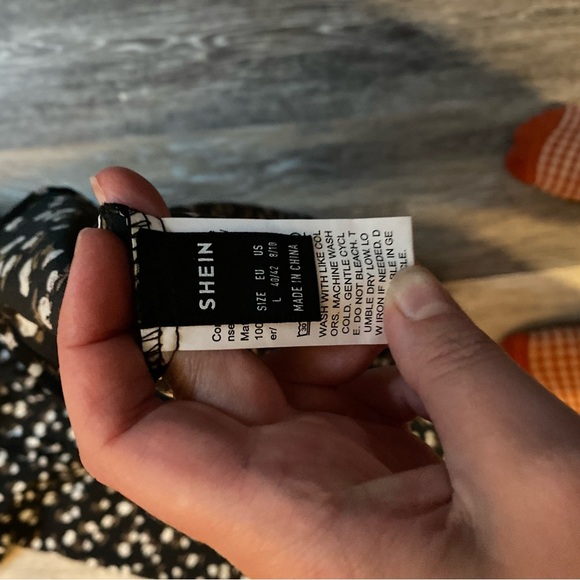 Dark Floral Milkmaid Long Sleeve Black Midi Dress Large Cottagecore Boho Dainty - Picture 5 of 7